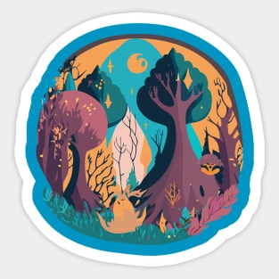 enchanted forest illustration Sticker